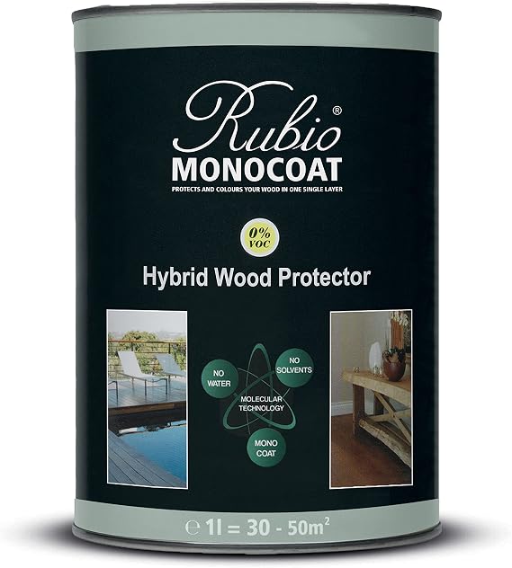 Rubio Monocoat Hybrid Wood Protector 300 ft2 | Exterior Wood Oil Finish, Color & UV Protection for Outdoor Wooden Surfaces & Furniture | 1 L, Teak