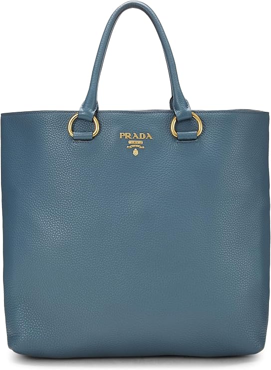 Pre-Loved Blue Vitello Daino Convertible Tote Medium, Blue