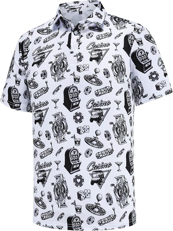Funny Golf Shirts for Men Short Sleeve Moisture Wicking Performance Polo