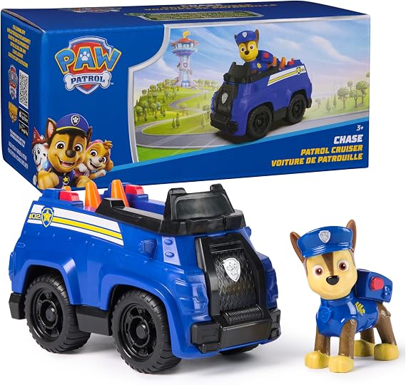Paw Patrol, Chases Patrol Cruiser, Toy Car with Collectible Action Figure | Action Rescue Vehicle, Clip Into Driver's Seat, Rolling Wheels, Sustainably Minded, Kids Toys for Boys & Girls Ages 3+