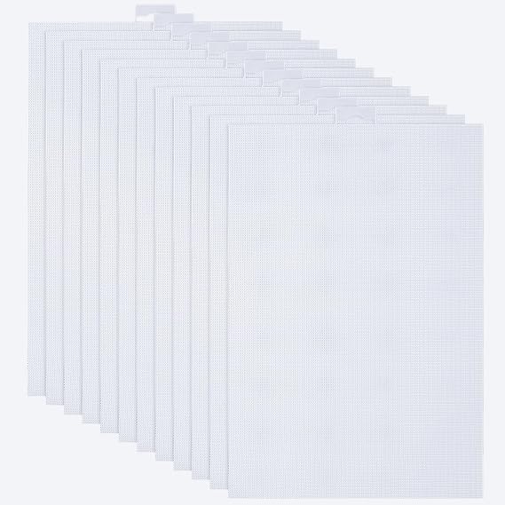 ABuff 12PCS 14 Count Plastic Mesh Canvas Sheets, 8.2 X 11 Inch, White