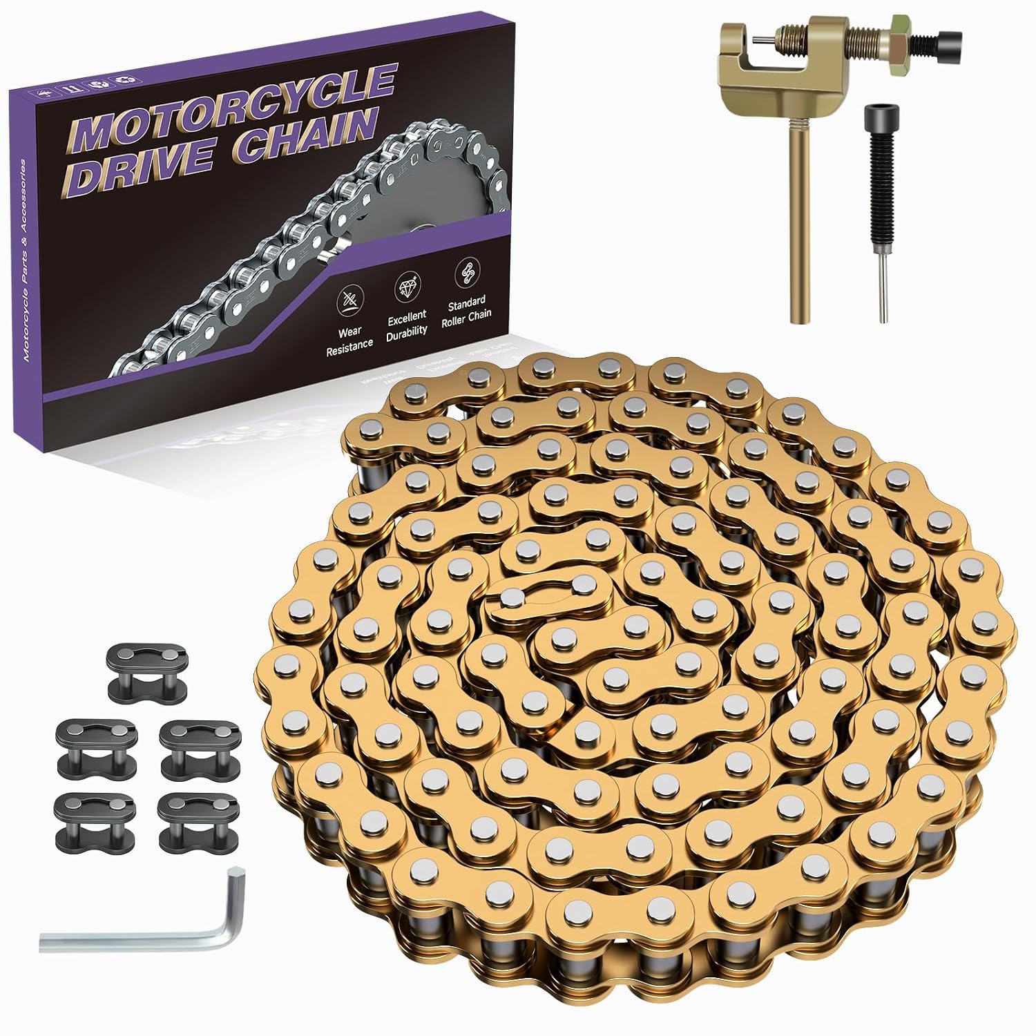 35 Go Kart Chain 3 Feet 95 Links Replacement for Go Kart Cart Mini Bike Dirt Bike Motorcycle Powersports Parts Accessories with 35 Chain Breaker 5 Master Link