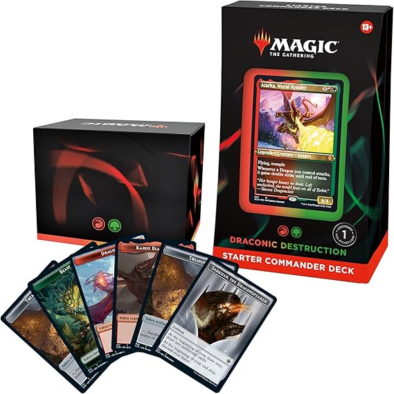 Magic: The Gathering Starter Commander Deck Draconic Destruction (Red-Green) | Ready-to-Play Deck for Beginners and Fans | Ages 13+ | Collectible Card Games
