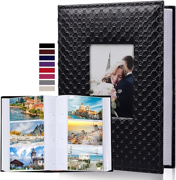 RECUTMS Photo Album 4x6 300 Photos with Writing Space, PU Leather Cover