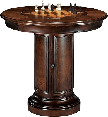 Howard Miller Ithaca Pub Table, Wooden Finish Dining & Chessboard Playing Surface Solid Wooden Material Adjustable Levelers, Fixed Shelves Slidable Drawers Best Game Table for Pubs & Bars