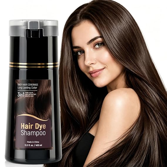 Dark Brown Hair Dye Shampoo for Gray Hair 400ML, Hair Color for Women Men