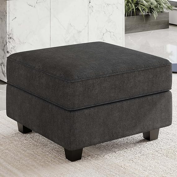 Belffin Terry Fabric Modular Sectional Sofa Storage Ottoman Module Couch Side Sectional Free Configuration Ottoman Black