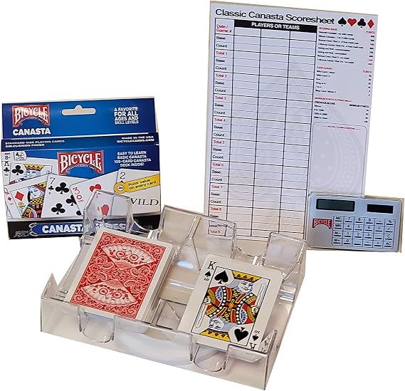 Bicycle Classic Canasta Set w/Cards, Score Sheet, Revolving Card Tray and Calculator