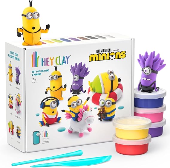 HEY CLAY Minions - Colorful Modeling Air Dry Clay for Kids - Craft Kits for Kids Ages 4-8 - DYI Minion Toys (Full Set (6 Characters))