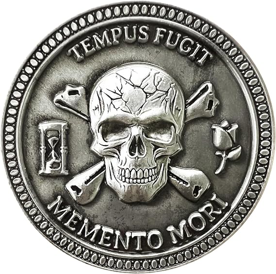 Memento Mori Coin Skull Tree of Life Antique Silver Daily Stoic Challenge Coin Stoicism Collectible Coins Memento Vivere Gifts for Daily Stoic Practice