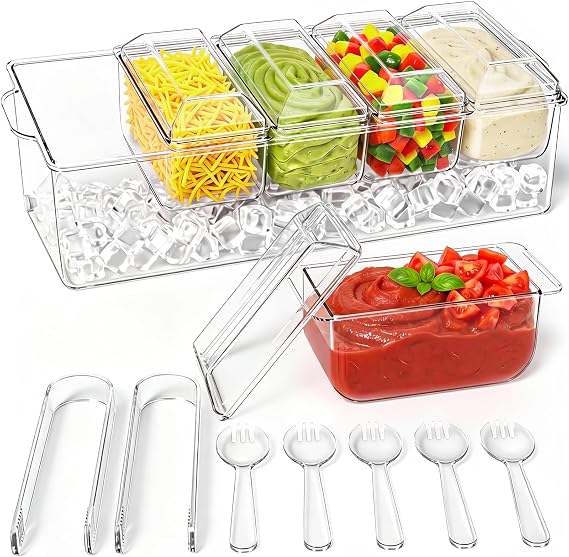 ARSTPEOE Condiment Tray, Chilled Condiment Server, Bar Accessories on Ice