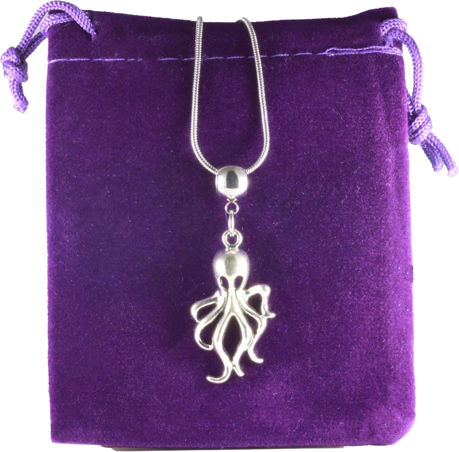Dave The Bunny Octopus Jewelry for Women and Men - Gothic Jewelry Stainless Steel Snake Chain Ocean Necklace with Alloy Charm, Unique Ocean Jewelry for Men and Women and makes Great Punk Jewelry
