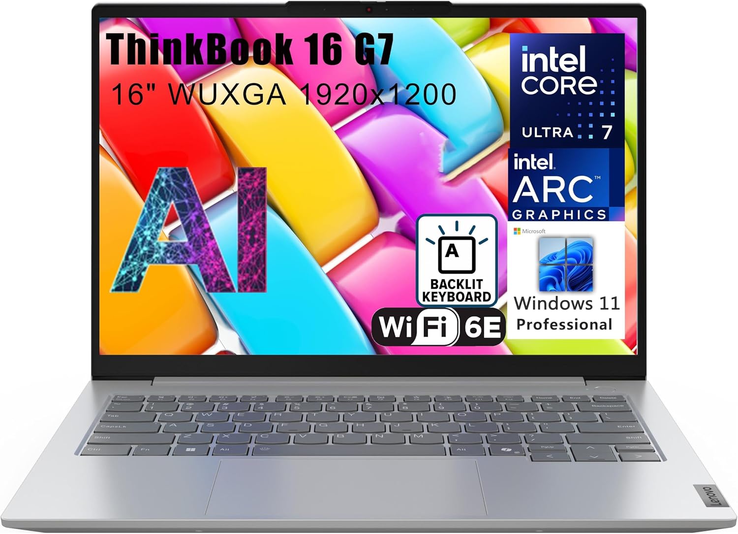 Lenovo ThinkBook 16 G7 16 FHD Laptop Computer, Intel Ultra 7 155H Beat i7-13705H, Arc Graphics, 32GB DDR5, 1TB PCIe SSD, WiFi 6E, Backlit Keyboard, Win 11 Pro Copilot AI Business Laptop Vent-HEA