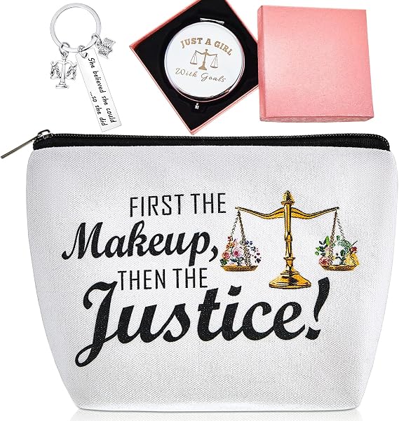Taiyin 3 Pcs Women Attorneys Gift, Keychain Makeup Bag Mirror Set