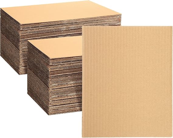 100 Pcs Corrugated Cardboard Sheets Set Corrugated Packaging Pads Paper Flat Cardboard Filler Inserts Sheet Pads Rectangle for Delivering Packing Separators Art Crafts Supplies (Brown, 8 x 10 Inch)