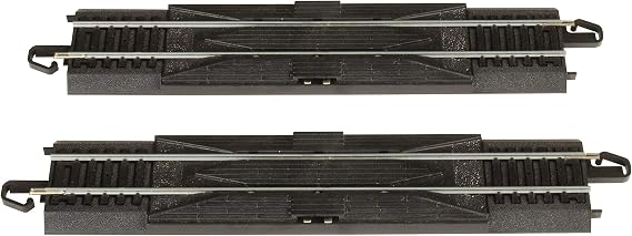 Bachmann Trains - Snap-Fit E-Z TRACK 9 STRAIGHT RERAILER (2/card) - STEEL ALLOY Rail With Black Roadbed - HO Scale