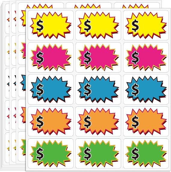 Leezmark 210 Pcs Garage Sale Stickers, Removable Adhesive Yard Sale Price Tags, 2"x3"