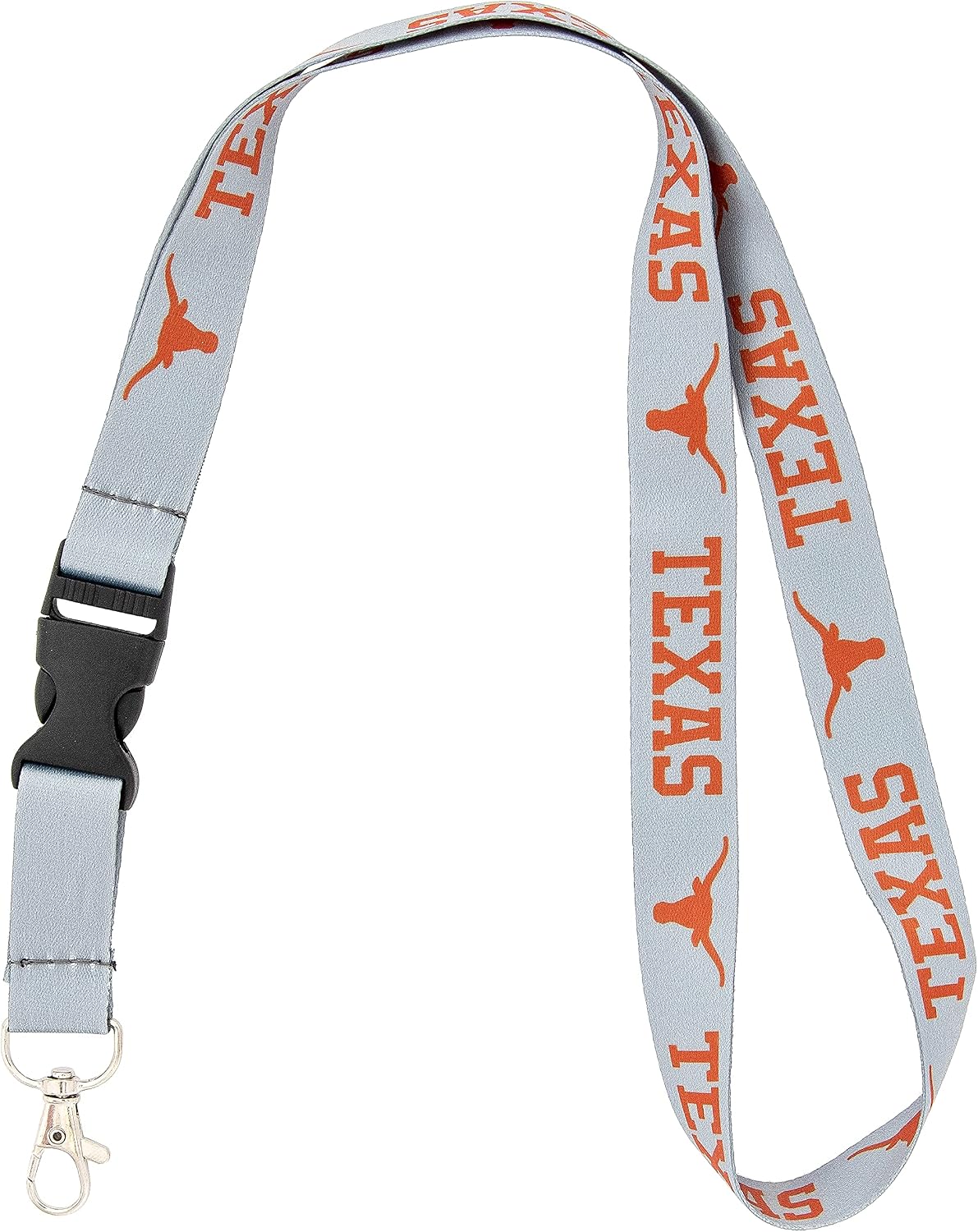 University of Texas UT Longhorns Car Keys ID Badge Holder Lanyard Keychain Detachable Breakaway Snap Buckle Gray