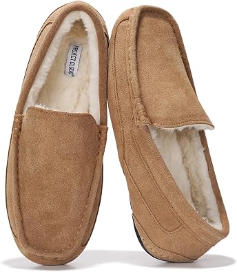 Project Cloud Mens Slippers 100% Genuine Leather with Memory Foam Insole Mens Shoes - Non-Slip and Lightweight Indoor and Outdoor Slippers for Men (Oswin)