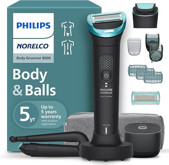 Philips Norelco Body Groomer 9000, Body & Balls, Dual Head Trimmer & Shaver