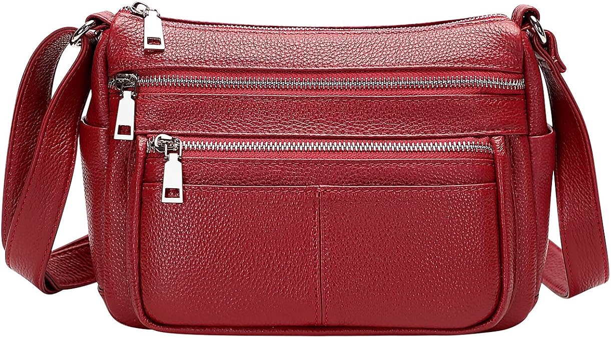 Over Earth Crossbody Bag for Women Soft Leather Purses and Handbags Multi Pockets Messenger Bag