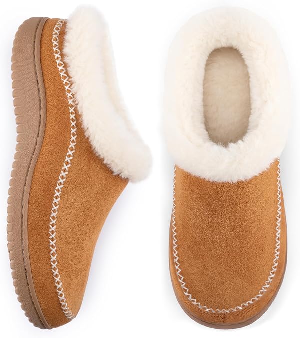 Zigzagger Women's Moccasin Slip-on Fuzzy Slippers - House Shoes Indoor Outdoor with Microsuede Fur Fleece, Warm Memory-Foam