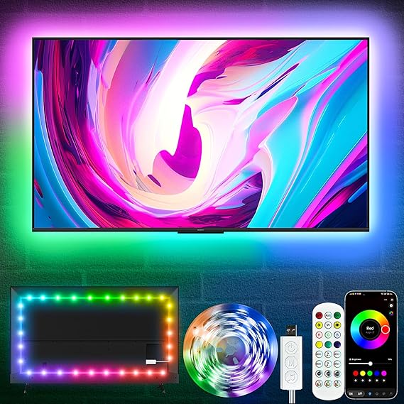 KSIPZE LED Lights for TV, 9.9ft TV led Backlight for 32-43 Inch TVs RGB TV Backlight Behind Music Sync Bluetooth APP & Button Control TV LED Strip Lights USB Powered for Bedroom/Gaming