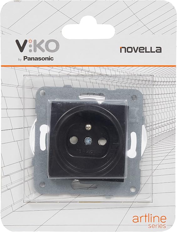 Viko Novella Black Ups Socket Anti-Collision Child Protected. Mechanism+Button Cover Quick Connect Anti-Collision Child Protected