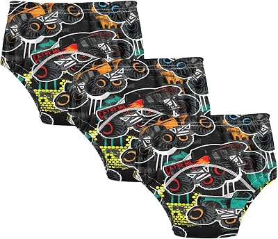 Potty Training Underwear 3 Packs Abstract Monster Truck Car Toilet Training Pants for Toddler Girls Boys 2T, Cool