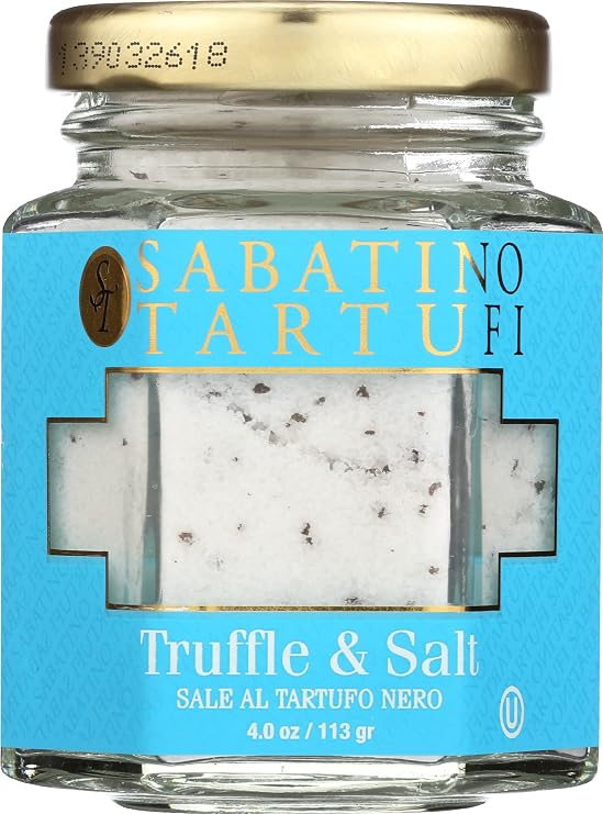 Sabatino Tartufi Truffle Salt Seasoning, All Natural Gourmet Sicilian Sea Salt with Black Truffles, 113 Gr