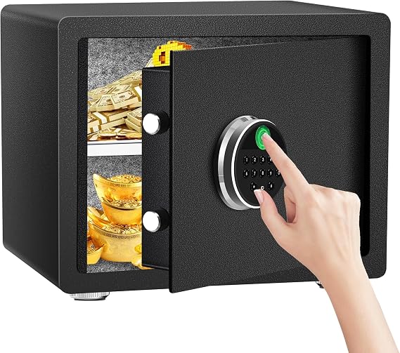HSGCJS Biometric Fingerprint Safe Box with Digital Keypad, Security Safe for Home, Office and Hotel - 1.2 Cubic Feet