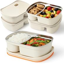 Stainless Steel Containers with Lids 2PCS Leakproof Food Storage Containers Stackable Snack Boxes Metal Lunch Box Portable & Reusable Meal Kit for kids,School,Travel