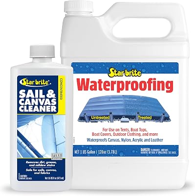 STAR BRITE Waterproofing Spray, Waterproofer  Stain Repellent  UV Protection - 1 GAL 081900N & STAR BRITE Sail & Canvas Cleaner Concentrated Formula - 16 OZ 082016