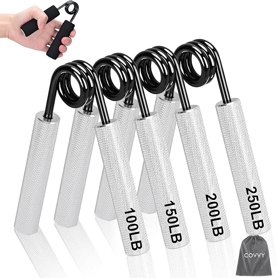 Metal Hand Grip Strengthener Set(100, 150, 200, 250lbs), Grip Strength Trainer, Crushing Grip Trainer, Pinch Grip Trainer, Forearm Exerciser, Gripper Fitness Equipment for Home Gym