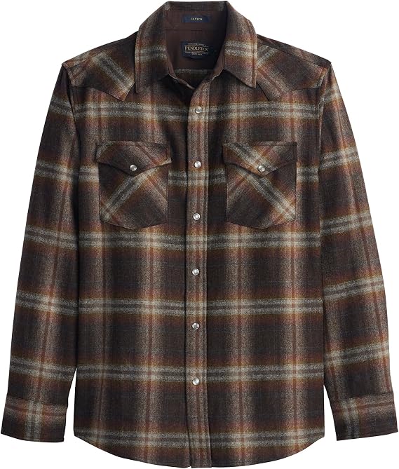 Pendleton Canyon Men's Shirt, Long Sleeve Flannel Shirt, 100% Virgin Wool - Regular Fit