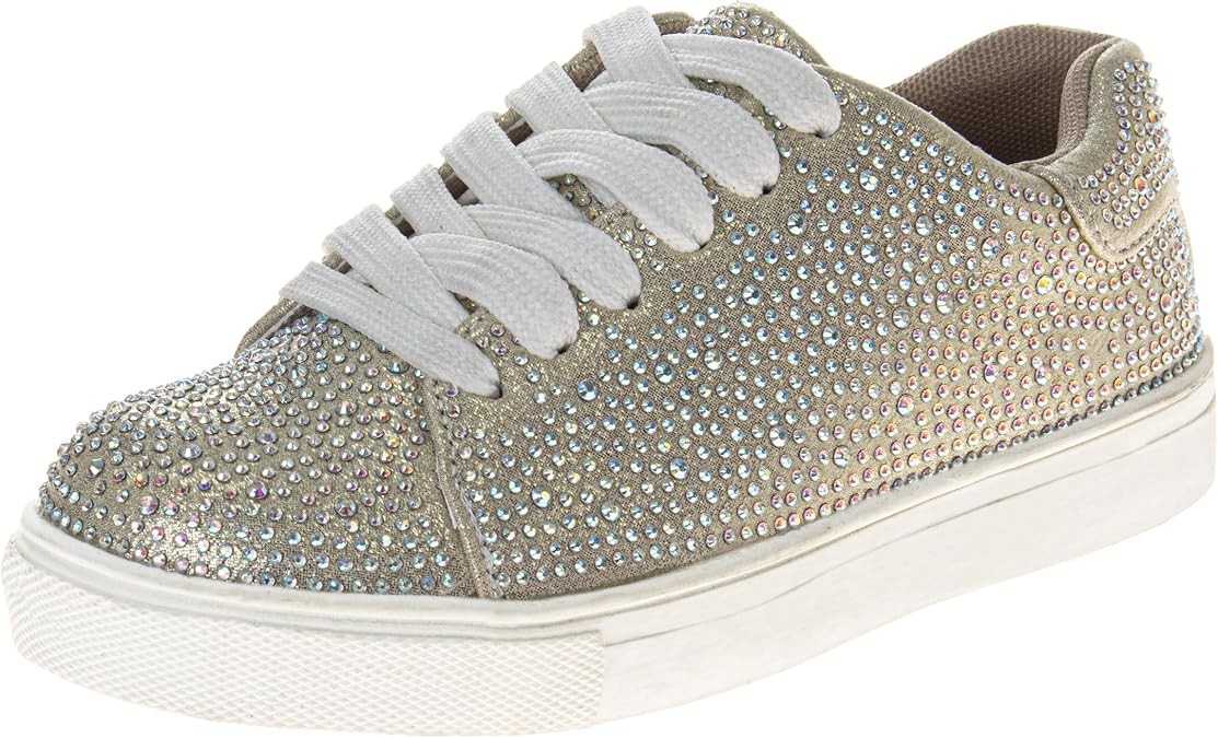 Badgley Mischka Low Top Girl Shoes - Kids Casual Light Sparkly Girls Fashion Sneakers Size Little Kids - Big Kids
