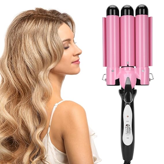 3 Barrel Hair Waver Crimpers, Hair Curling Iron 3 Barrel 28mm Electric Hair Waver Curling Iron Hair Styling Tool for Long or Short Hair Styling (#US)