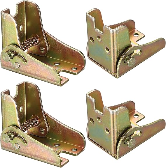 4 Pcs 90 Degree Self Locking Hinges, Folding Lock Extension Table Bed Legs, Foldable Hinge Hardware, Foldable Support Shelf Brackets Feet for Folding Table Legs Folding Workbench Expansio