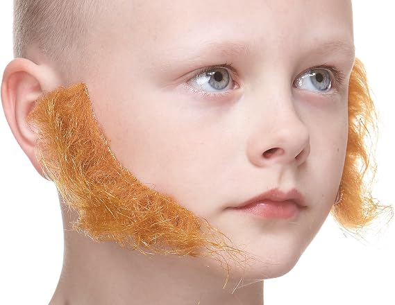 Mustaches Self Adhesive, Fake Mutton Chops Sideburns, False Facial Hair, Costume Accessory for Kids