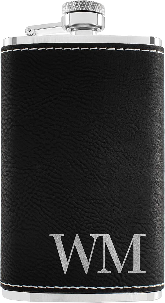 Groomsmen Gifts, Personalized Hip Flasks, Groomsmen Proposal, 6 Oz Engraved Leatherette Flasks for Men, Best Man Gifts for Wedding, Groomsmen Gifts for Wedding - Black #3