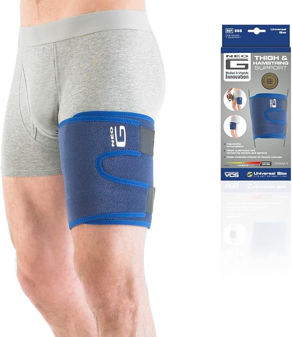 Neo-G Thigh Support Hamstring Support to Quadriceps and Hamstring Muscles Hamstring Compression Sleeve for Sprains, Strains, Pulled Muscles, Sports Injury Adjustable Class 1 Medical Device