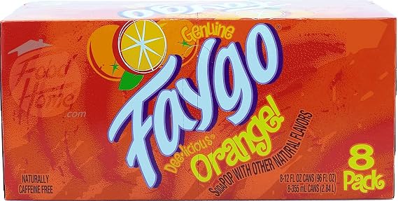 Faygo Orange! flavor soda pop. 8-pack 12-fl. oz. cans in box (1)