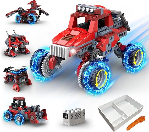 Apitor Robot B STEM Kits for 6-7 Year Old Boy, 8 in 1 Electric Monster Truck Building Toys for Kids 6-8 8-10, DIY Educational Construction Science Kit for Boys 6-12 Christmas Birthday Gift