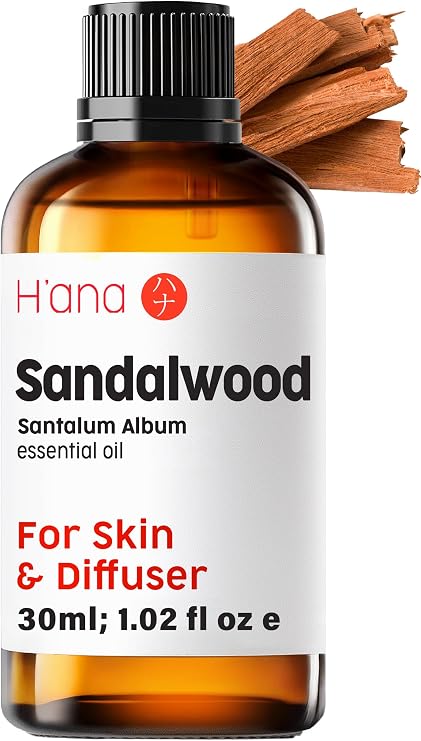 H'ana Sandalwood Essential Oil for Skin, Diffuser, 1.02 Fl Oz
