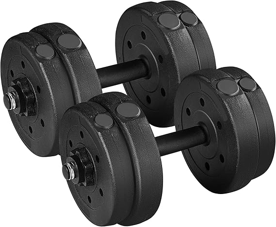 Yaheetech 30KG/25KG/20KG/15KG Adjustable Dumbbells Weight Set for Men/Women | 2x15kg/2x12.5kg/2x10kg/2x7.5kg Free Weights Dumbbells Set, Easy Weight Changes, Fullbody Strength Training for Home Gym