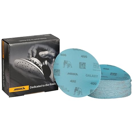 Mirka Galaxy 5 Inch Sanding Discs Grit 400 Hook and Loop 50 Pack | Multipurpose Ceramic Sandpaper Hook and Loop No-Hole Design Anti-Clog Abrasive for Wood Metal Epoxy Paint Prep
