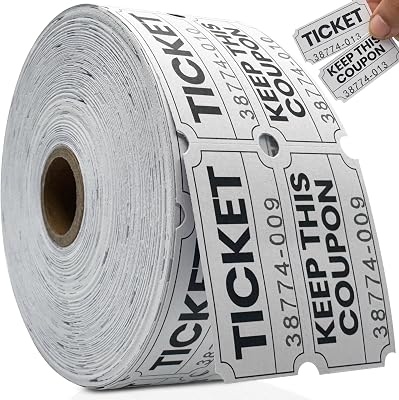 PM Company 1000 Pairs 2000 pcs, 5050 Double Raffle Tickets for Events, Carnivals, Entry, Class Rewards, Prizes - White