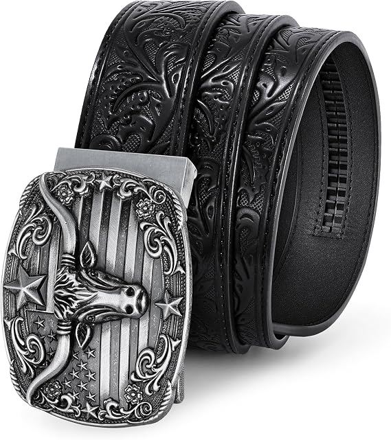 BELTROAD Western Ratchet Belts for Men Women Cowboy Belt Western Leather Ratchet Men's Slid Belt Gift, Cut for Fit