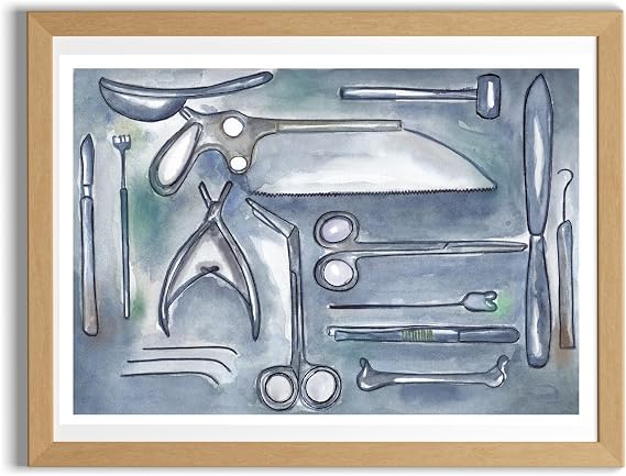 Forensic Pathology Anatomy Dissection Autopsy Instruments Artwork, Fine Art Print (8.5x11 in (A4))