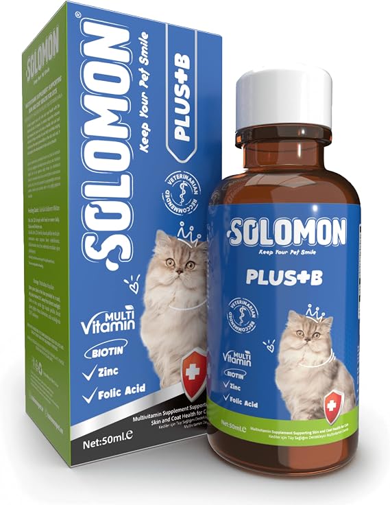Solomon Plus+B Anti-Feather Casting Multivitamin Drops for Cats That Reduce Hair Casting